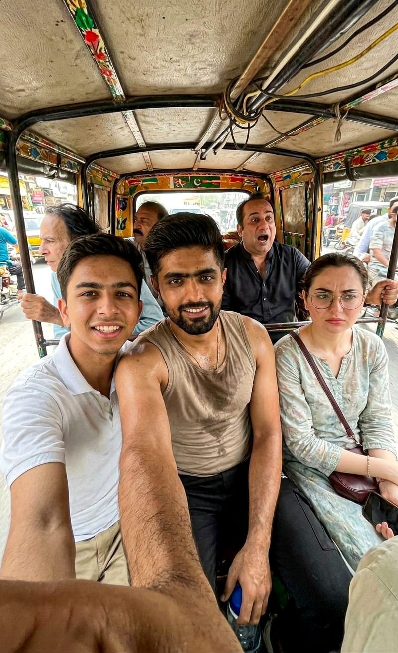 Selfie with Hania Amir,  Babar Azam,Rahat Fateh Ali Khan and John Alia 